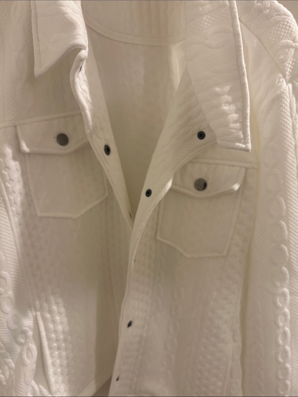 Onque Casuals Cream Quilted Button-Front Jean Jacket